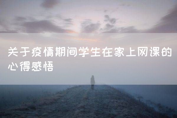 关于疫情期间学生在家上网课的心得感悟