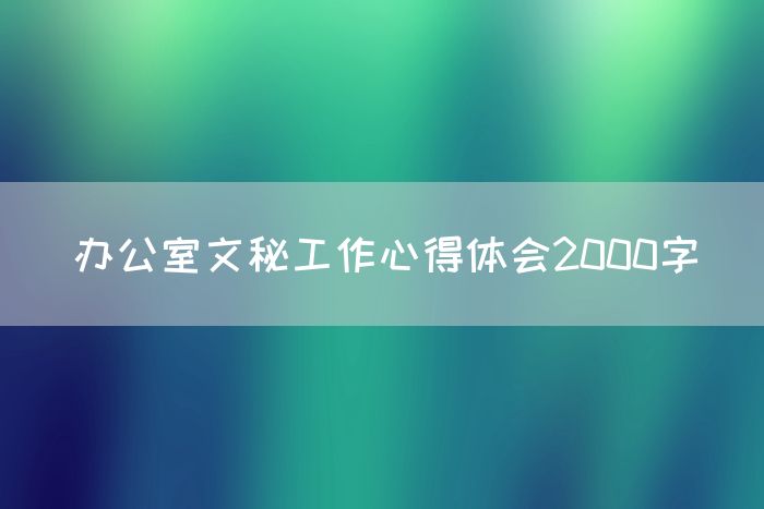 办公室文秘工作心得体会2000字