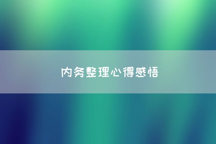 内务整理心得感悟