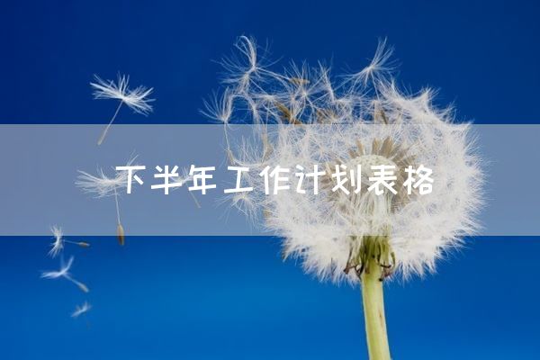 下半年工作计划表格