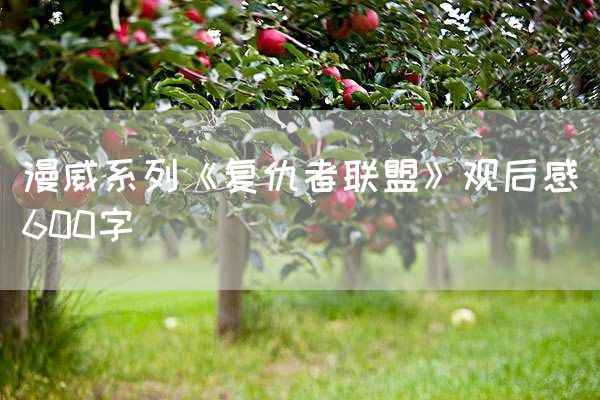 漫威系列《复仇者联盟》观后感600字