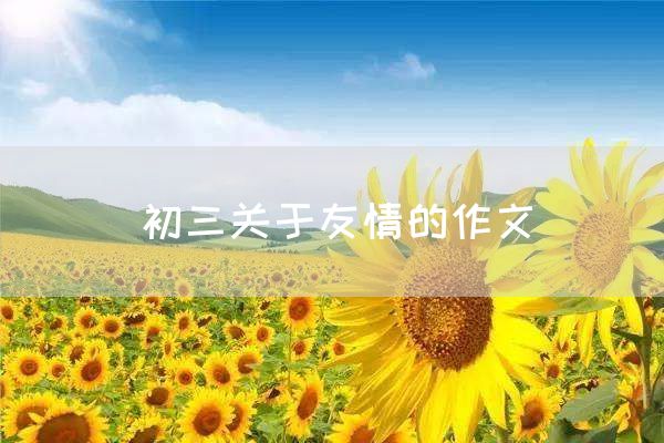 初三关于友情的作文